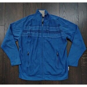 Calvin Klein Sport Full Zip Ribbed Sweater Men's XL Blue Cotton